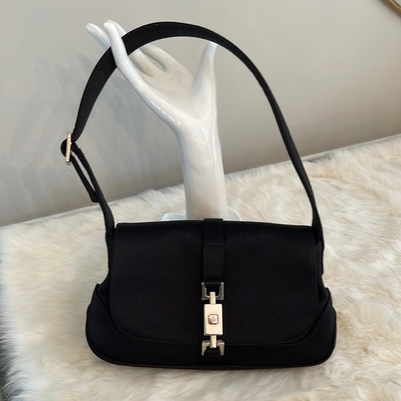 Gucci Jackie O Mini Black SATIN Handbag Rare Vintage - Picture 1 of 17